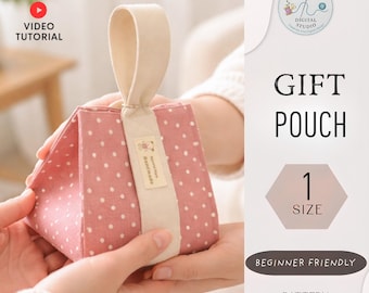 Patrón de costura para bolsa de regalo de tela, ideal para principiantes. Patrón en PDF para bolsas/bolsos de regalo colgantes (descarga instantánea).