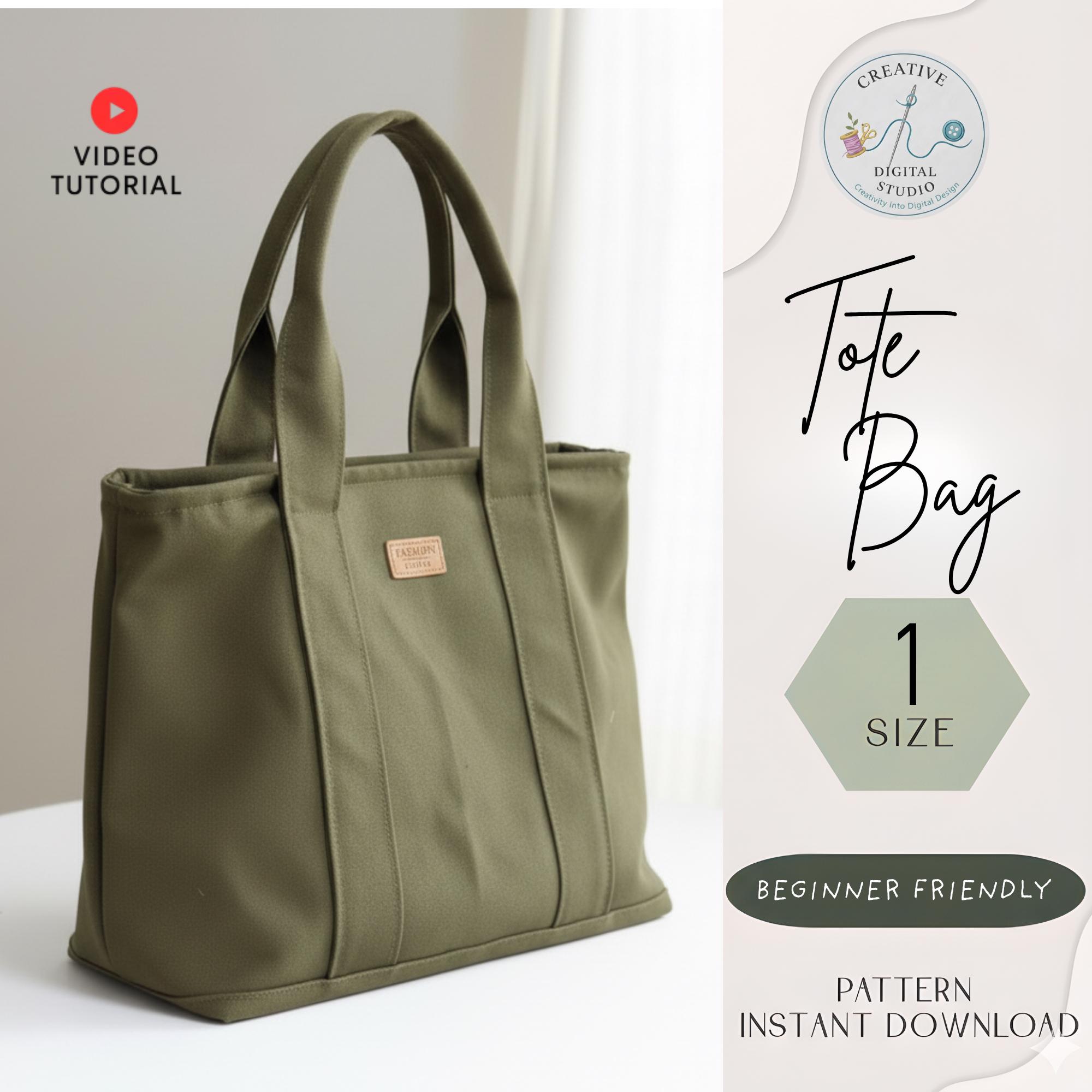 Tote Bag Sewing Pattern PDF | Zipper Tote Bag | Everyday Work Bag ...