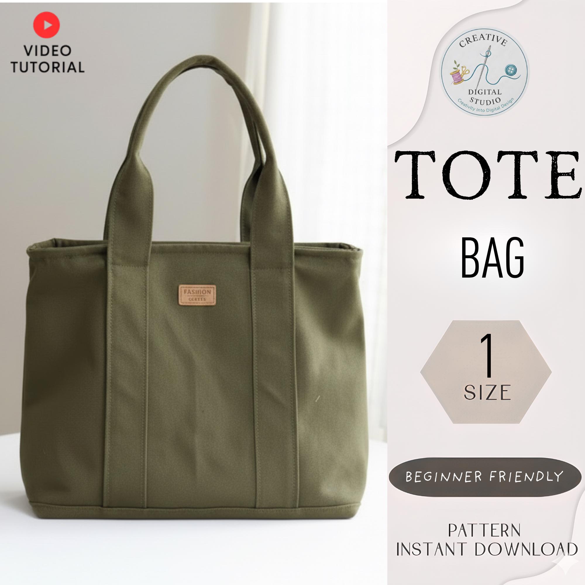 Tote Bag Sewing Pattern PDF | Zipper Tote Bag | Everyday Work Bag ...
