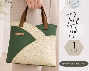 Tulip Tote Bag Pattern | DIY Tote Bag Sewing Pattern PDF | Easy Sewing Pattern | Beginner Friendly Fabric Tote Bag