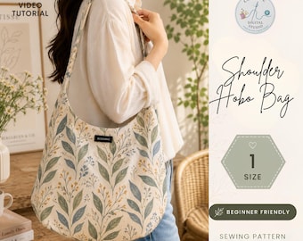 Cartamodello PDF per borsa a tracolla Willow Bloom / Tutorial per borsa a tracolla floreale / Borsa morbida fai da te adatta ai principianti / Borsa per tutti i giorni