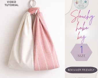Patrón de costura PDF para bolso hobo holgado / Patrón de bolso tote / Patrón de bolso tote DIY / Patrón de bolso fácil para principiantes / Patrón de bolso hobo
