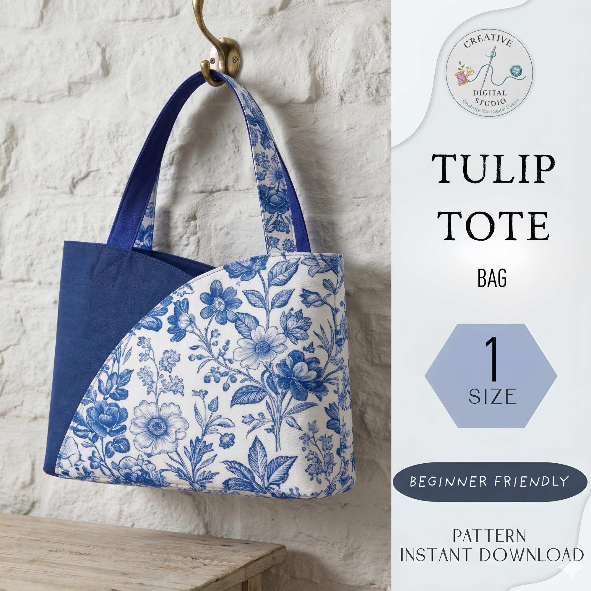Tulip Tote Bag Sewing Pattern PDF | Beginner Friendly Tote Bag Tutorial ...