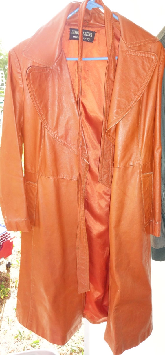 Vintage Full Length Leather Coat - image 1