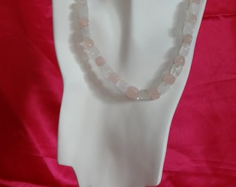 Healing Necklace, Rose Quartz and Clear Quartz, Very powerful medium stones, all of them touching the skin.