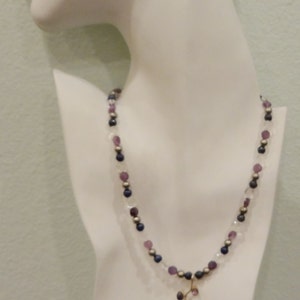 Amethyst Lapis Pyrite and Quartz Healing Necklace