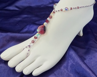 Joyas para el pie con cristales Swarovski de color morado y