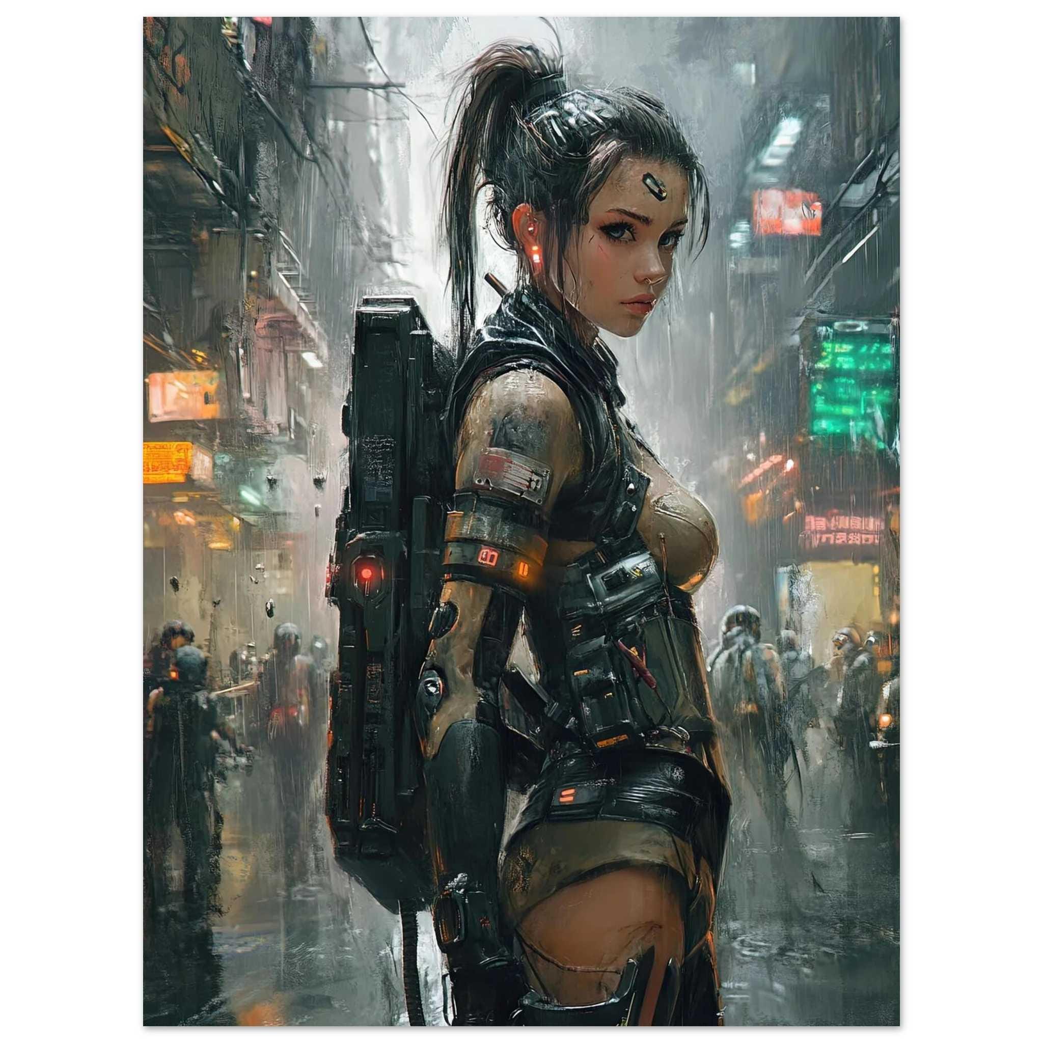 Cyberpunk Girl Poster – Futuristic Female Portrait Wall Art – Neon Sci ...