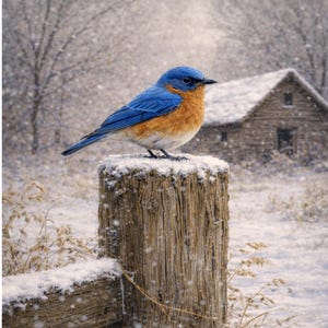 Vintage Eastern Bluebird Wall Art – Rustic Farmhouse Printable