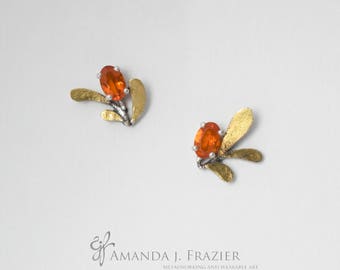 Mexican Fire Opals with Golden Leaves