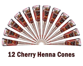 Conos de henna de cereza para novias y festivales / Pasta de mehndi de color rojo natural.