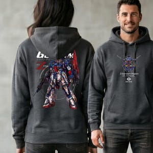 Gundam Sweatshirt Vintage Robot Graphic Oversized Hoodie Anime Streetwear Unisex