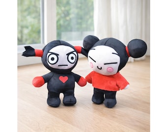Pucca and Garu Plush, Pucca china Plush doll, Kawaii Stuffed Toys, Garu Plush Sleeping Pillow, Cartoon Doll Figure, 30cm Plushies