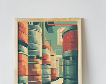 Brewery Kegs Art Print - Modern Beer Wall Decor