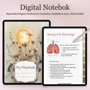 Minimalist Digital Notebook for GoodNotes, Hyperlinked Tabs Journal, Notability Template, iPad Planner, Aesthetic Digital Paper