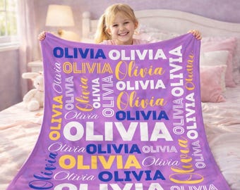 Personalized Fleece Blanket, Custom Name Blanket, Cozy Home Decor, Throw Gift for Her, Baby girl or boy.