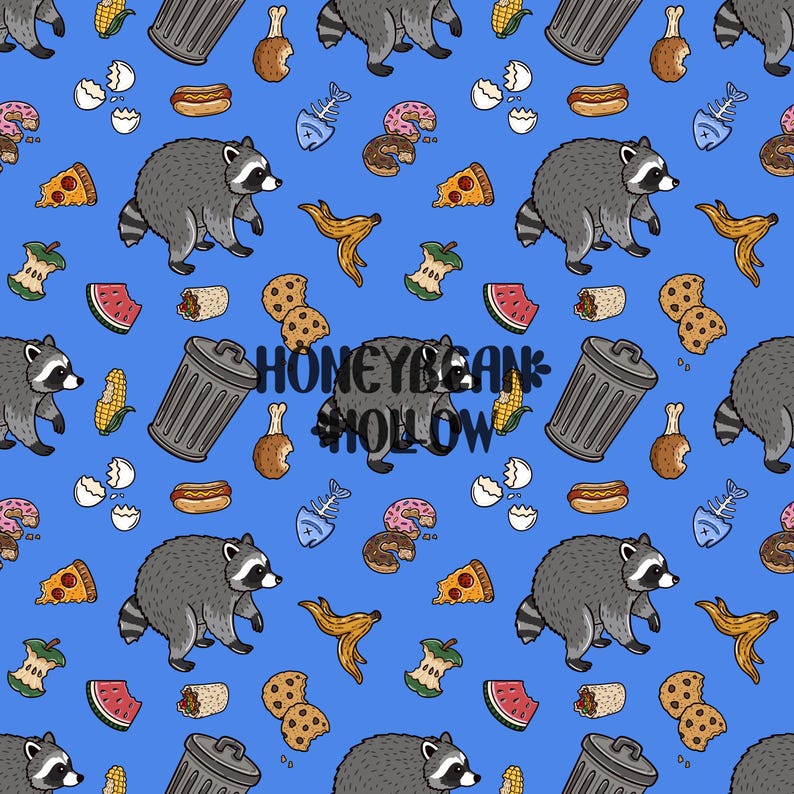 Jimothy tvättbjörnen sömlöst mönster, tvättbjörnsdesign med kort ryggrad, digitalt papper med skräppanda, rolig tvättbjörnstygdesign bild 8