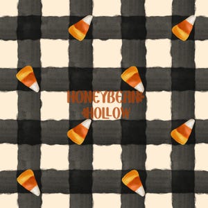 Vintage Candy Corn Gingham Seamless Pattern, Watercolor Halloween  Buffalo Plaid Digital Download Cozy Spooky Fall Cottagecore Fabric Design