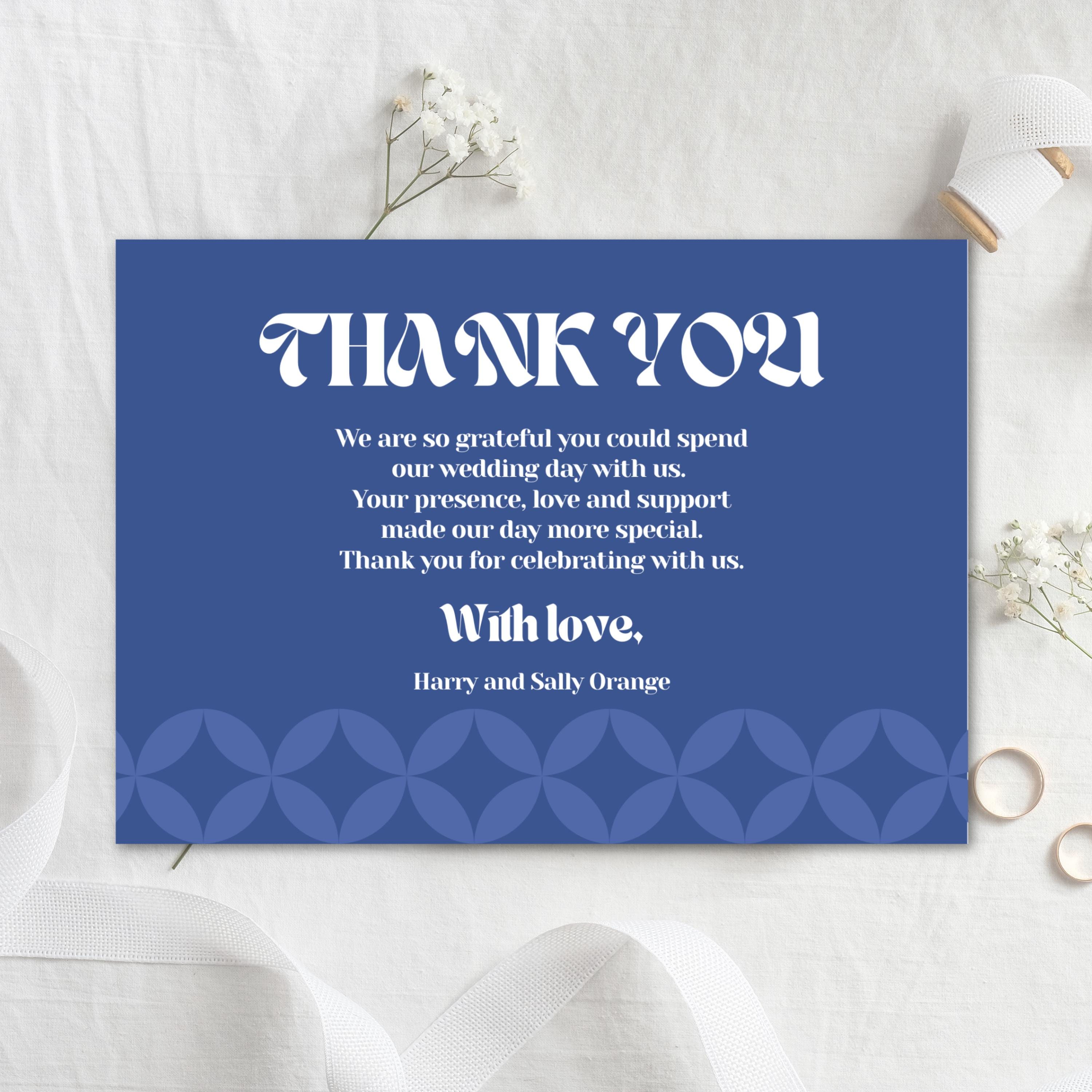 Modern Blue Wedding Thank You Card Template | Canva Editable (digital ...