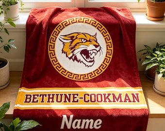 Personalized Bethune Cookman BCU Blanket Soft Throw, Grad Alumni Gift, Tailgate & Dorm Throw