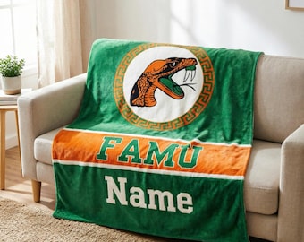 Personalized FAMU Rattler Blanket – Game Day Throw, Dorm Decor, Grad Gift