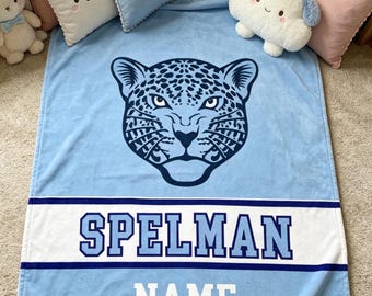 Personalized Spelman Jaguar HBCU Blanket - Grad Alumni Gift for Game Day, Dorm Decor & Parties
