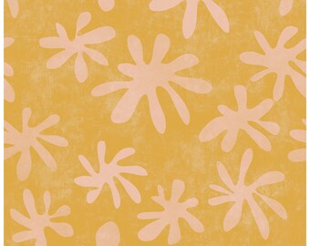 Papel pintado moderno autoadhesivo con estampado floral / Pared decorativa de vinilo amarillo y rosa