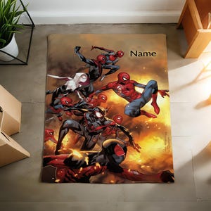 Custom Spider-Man Blanket Soft Throw, Personalized Marvel Throw, Gift for Superhero Lovers C1