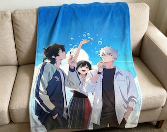 Link Click Trio Blanket Soft Throw, Blue Sky Bubble Scene Throw, Warm Nostalgic Present