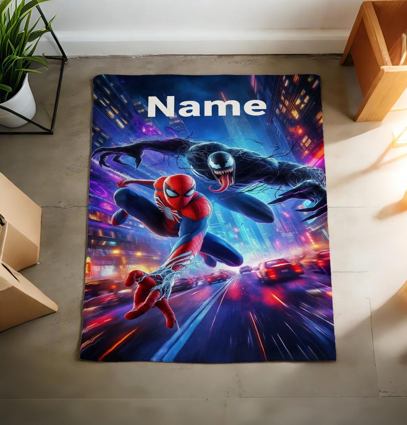 Custom Spider-Man Blanket Soft Throw, Personalized Marvel Throw, Gift for Superhero Lovers C3