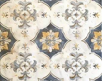 Mediterranean Tile Backsplash, Decorative Ceramic Tile, Spanish Kitchen Tile, Bathroom Wall Tile, Vintage Pattern-T637