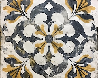 Mediterranean Tile Backsplash, Decorative Ceramic Tile, Spanish Kitchen Tile, Bathroom Wall Tile, Vintage Pattern-T801