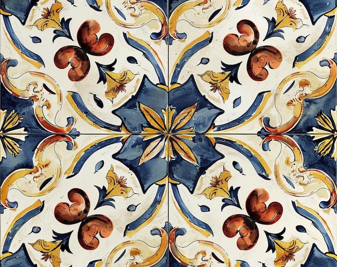 Kiln Fired Decorative Tile, Luxury Patterned Ceramic Backsplash, Kitchen Bathroom Wall Tile, Designer Artisan Home Decor  T2002