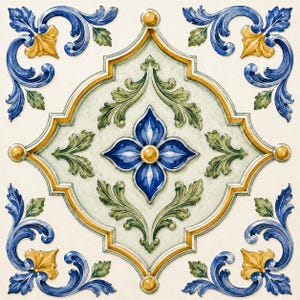 Azzeloria™ Mediterranean Tile Backsplash, Decorative Ceramic Tile, Spanish Kitchen Tile, Bathroom Wall Tile, Vintage Pattern- Sorella Vale™