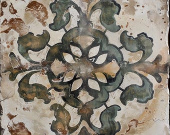 Mediterranean Tile Backsplash, Decorative Ceramic Tile, Spanish Kitchen Tile, Bathroom Wall Tile, Vintage Pattern- Verdelume Relic