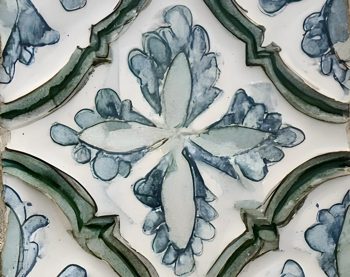 Kiln Fired Decorative Tile, Luxury Patterned Ceramic Backsplash, Kitchen Bathroom Wall Tile, Designer Artisan Home Decor Verdant Bloom