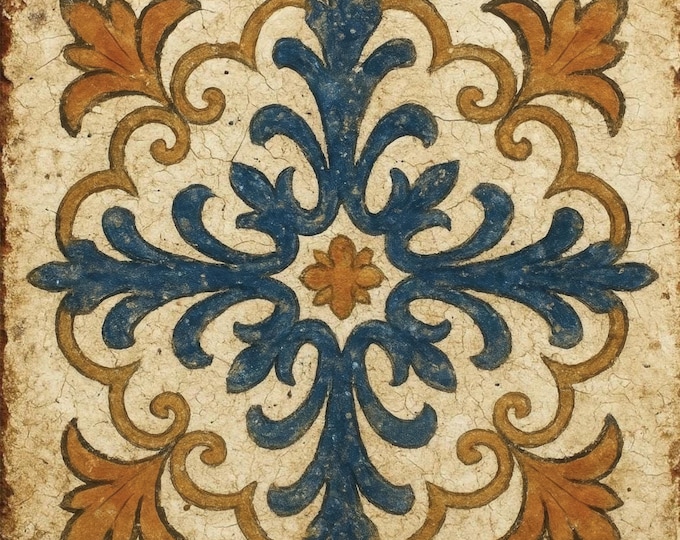 Kiln Fired Decorative Ceramic Tile, Patterned Backsplash Tile, Wall Tile, Kitchen and Bathroom, Designer Decorative Castelloria Azul Relic™