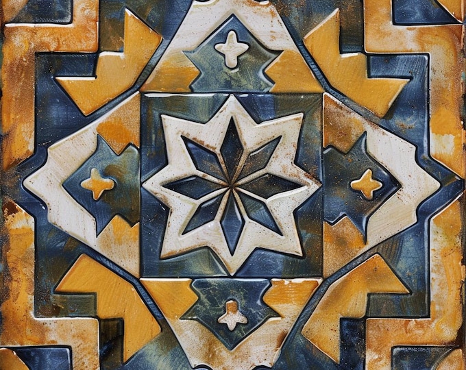 Kiln Fired Decorative Tile, Luxury Patterned Ceramic Backsplash, Kitchen Bathroom Wall Tile, Designer Artisan Home Decor Solvanta™