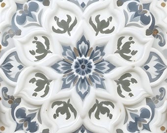 Mediterranean Tile Backsplash, Decorative Ceramic Tile, Spanish Kitchen Tile, Bathroom Wall Tile, Vintage Pattern-T5125