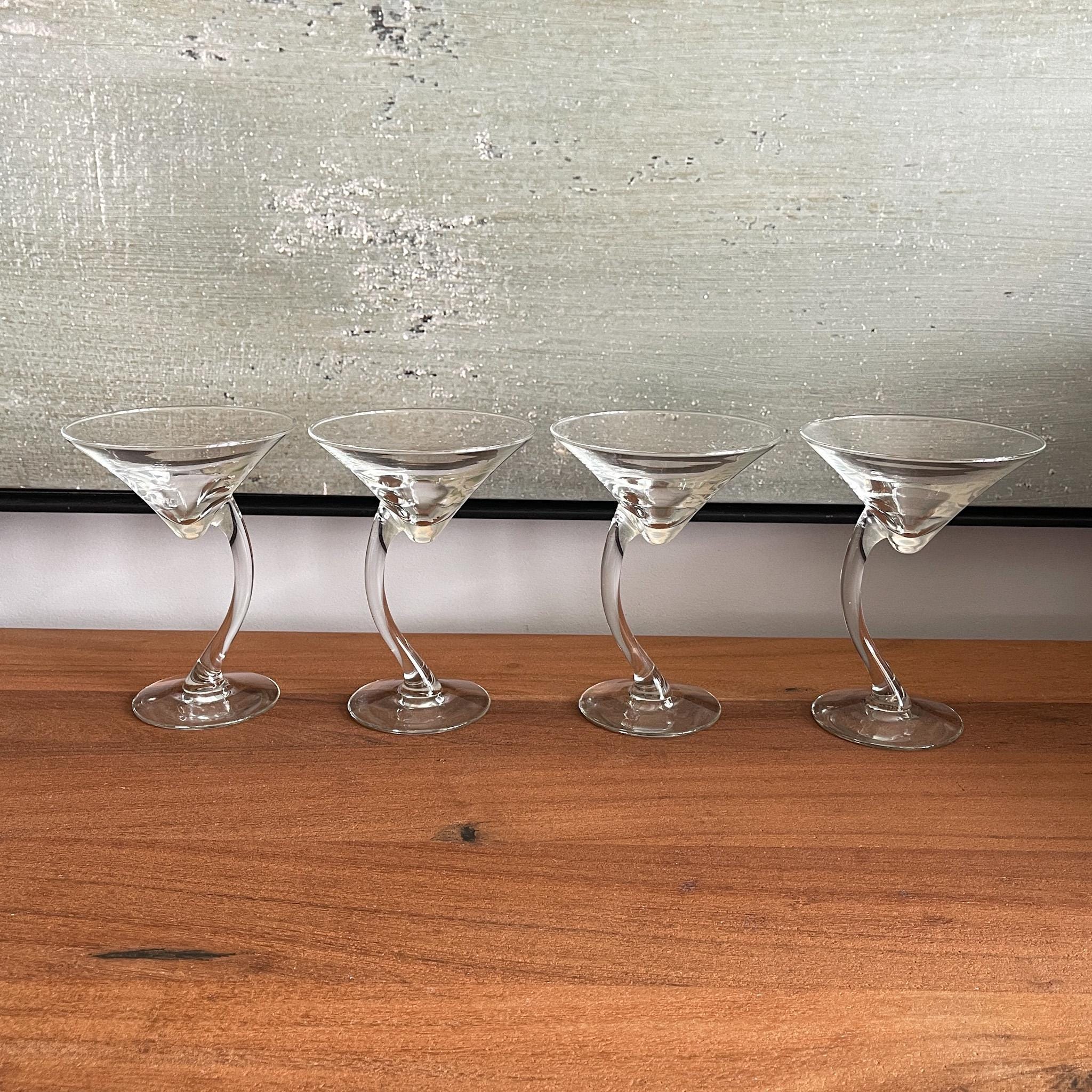 Lot De 5 Verres à Pied Vintage - Cristal Transparent - Flûte, Vin, Martini