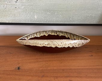 Maceta de cerámica oblonga vintage de los años 70