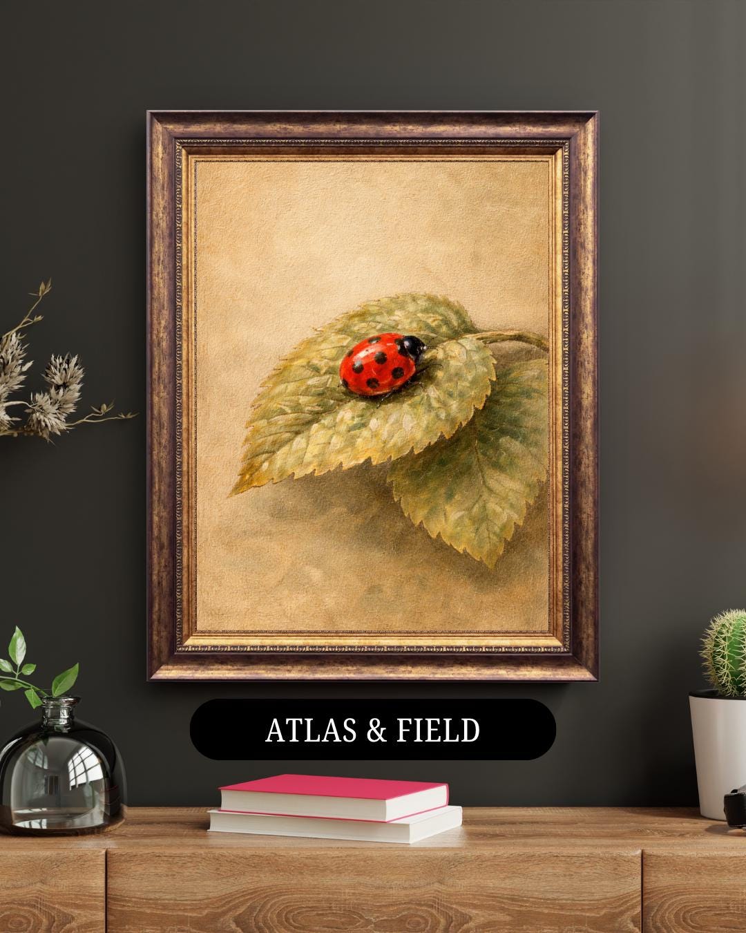 Vintage Ladybug Print | Red Insect Wall Art | Nursery Animal Decor ...