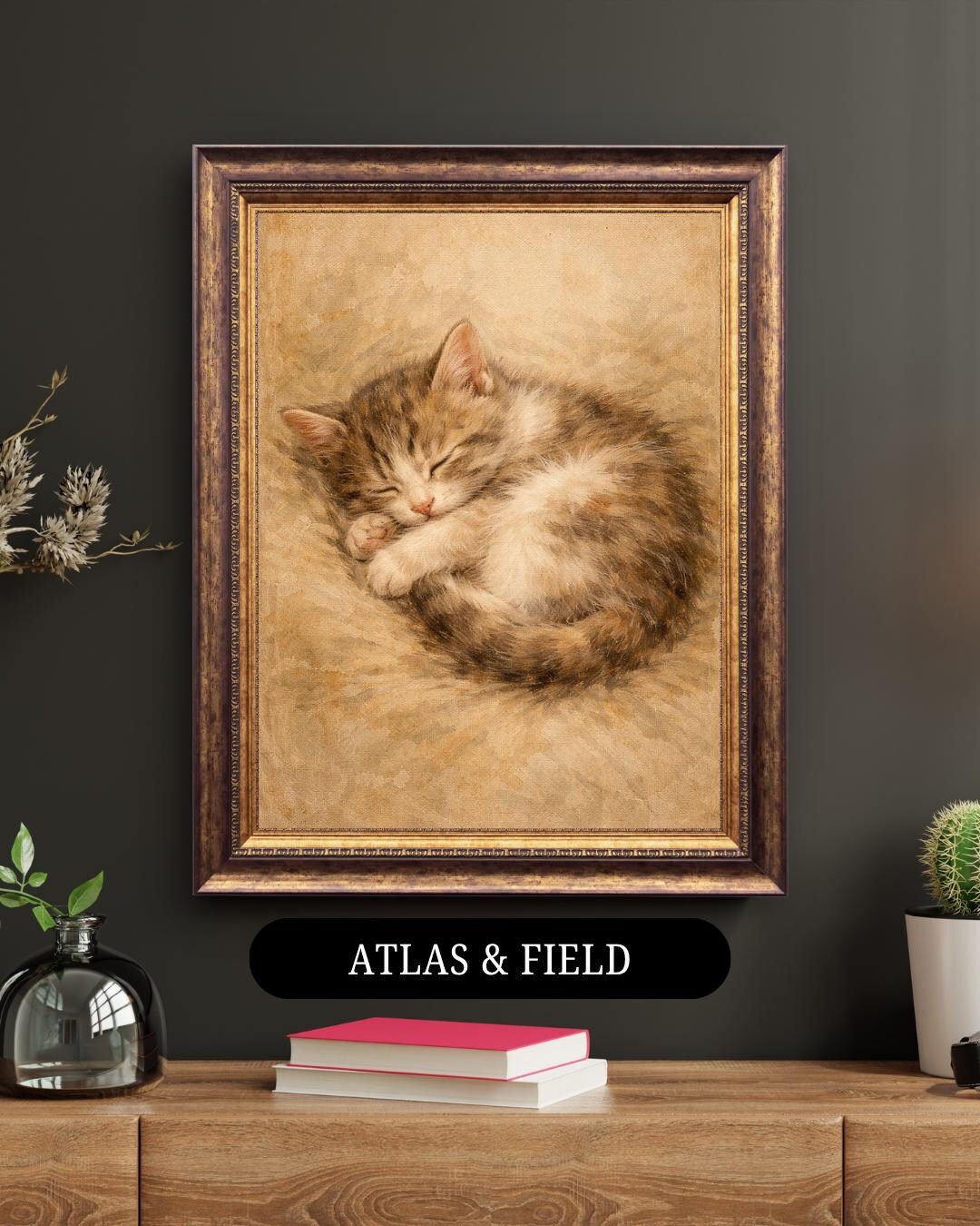 Sleeping Kitten Print, Cute Baby Cat Nursery Wall Art, Soft Animal ...