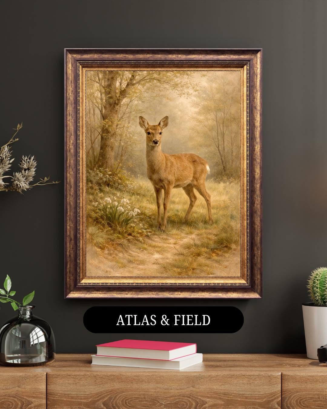 Vintage Roe Deer Print | Oil Painted Woodland Wildlife Art (digital ...