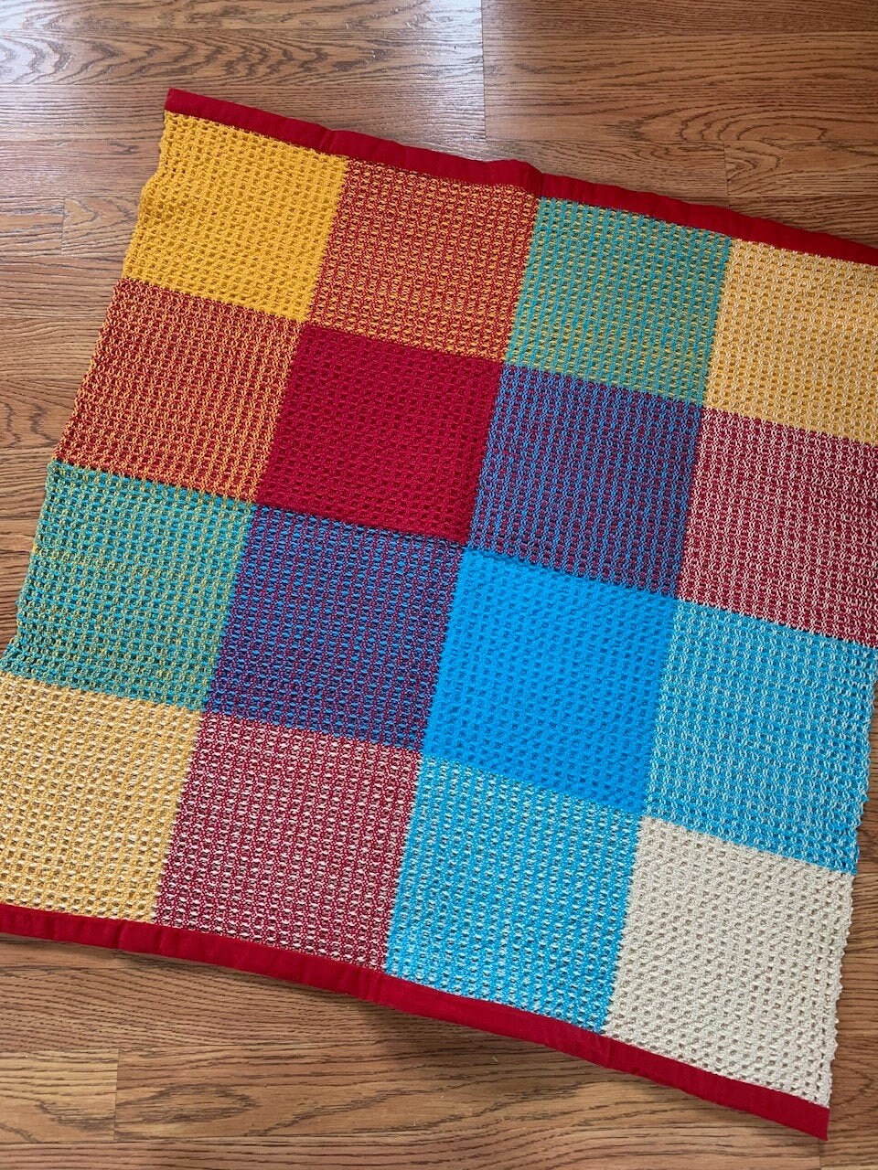 Cotton baby blanket in waffle weave primary colors Etsy