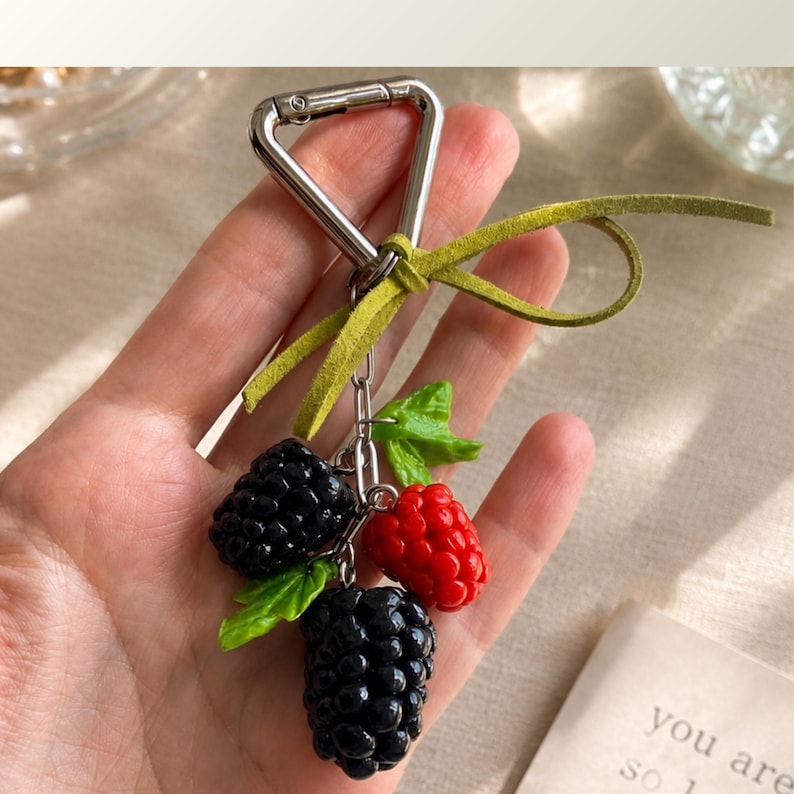 Two Raspberries Keychain Hand-sculpted Berry Bag Charm – Raspberry Blackberry Accessory - Etsy