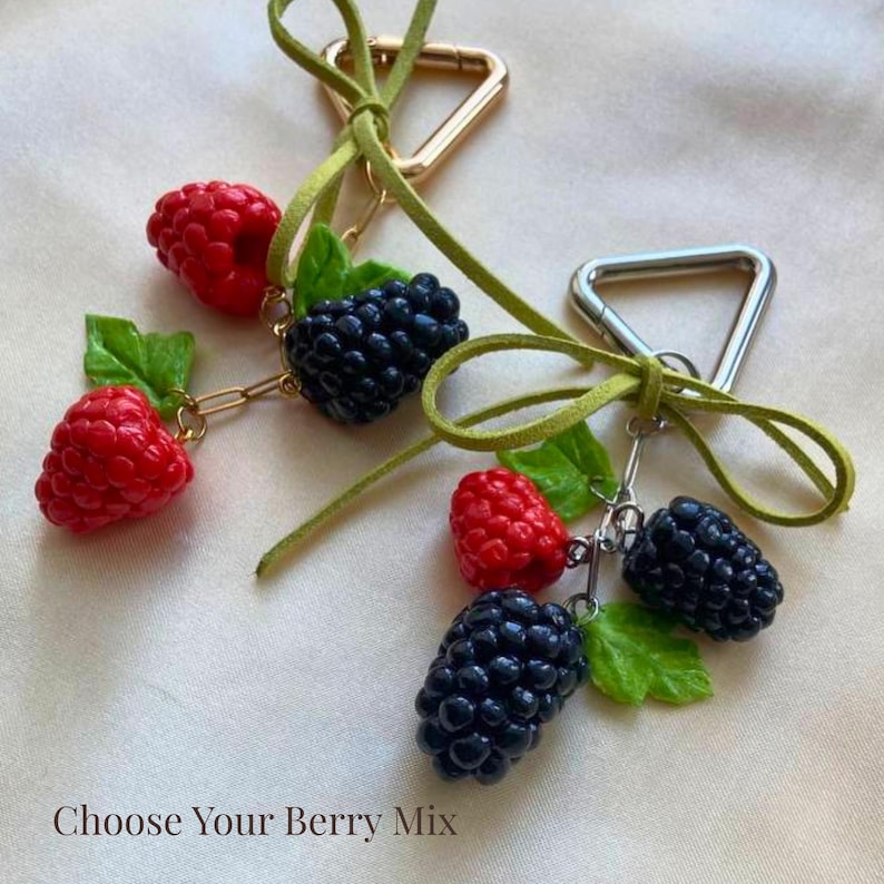 Hand-sculpted Berry Bag Charm – Raspberry Blackberry Accessory - Etsy