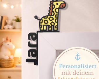 Letrero personalizado para la puerta de la habitación infantil: Jirafa con nombre | Impresión 3D