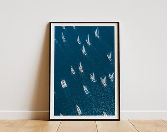 Sailboat Print, Minimalist Summer Poster with Sea View, Vintage Print, Photography Prints, Museum Quality Unique Wall Art, Large Wall Art