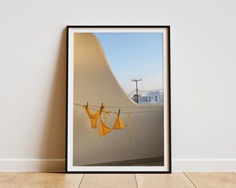 Yellow Bikini Poster, Photo Art Print, Bathroom Wall Decor, Photography Prints, Fashion Poster, Home Decor,  Vintage Print, Summer Poster